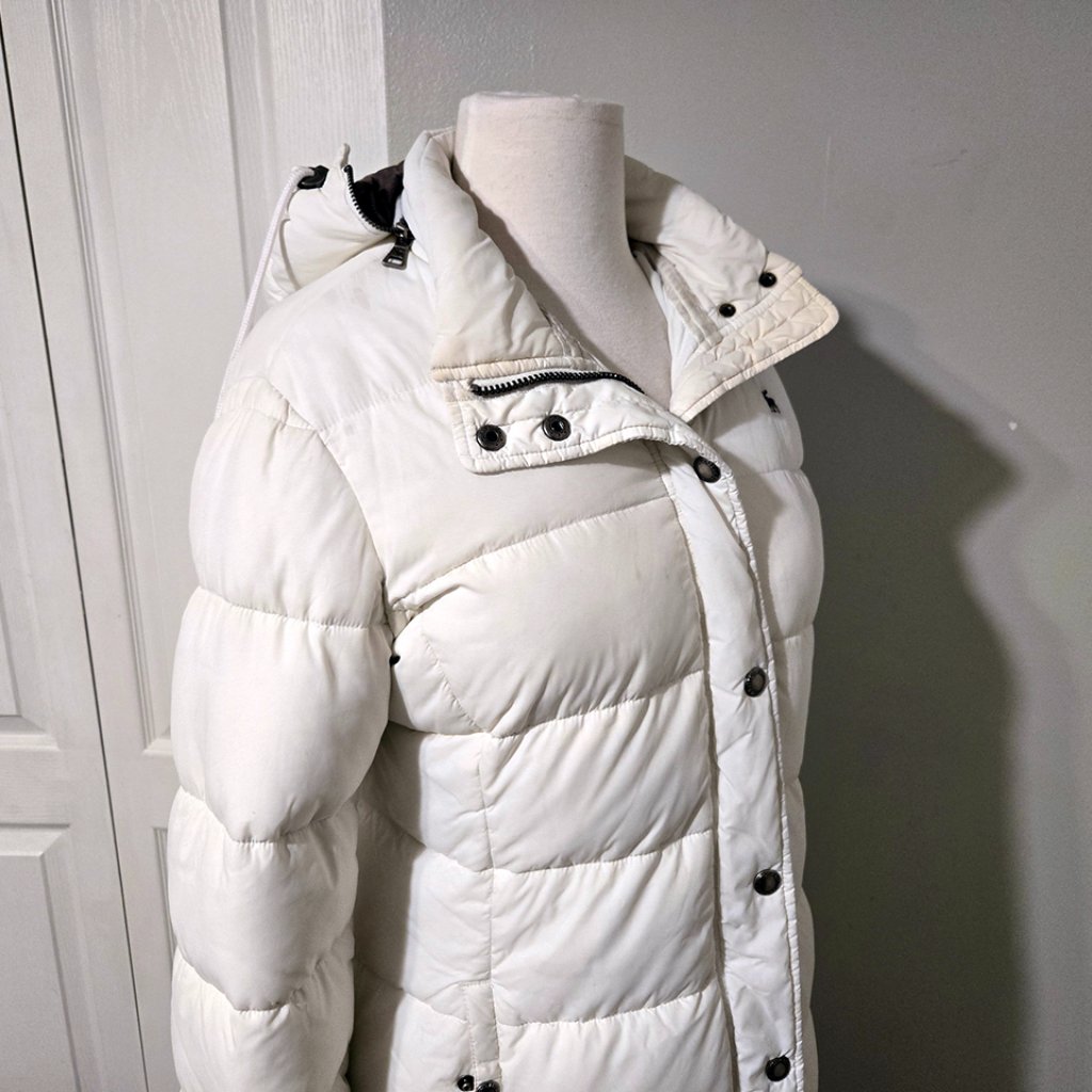 Abercrombie And Finch White Puffer Long Winter Jacket Size L